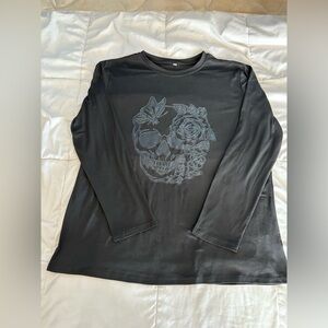 Black Graphic Long Sleeve Shirt
